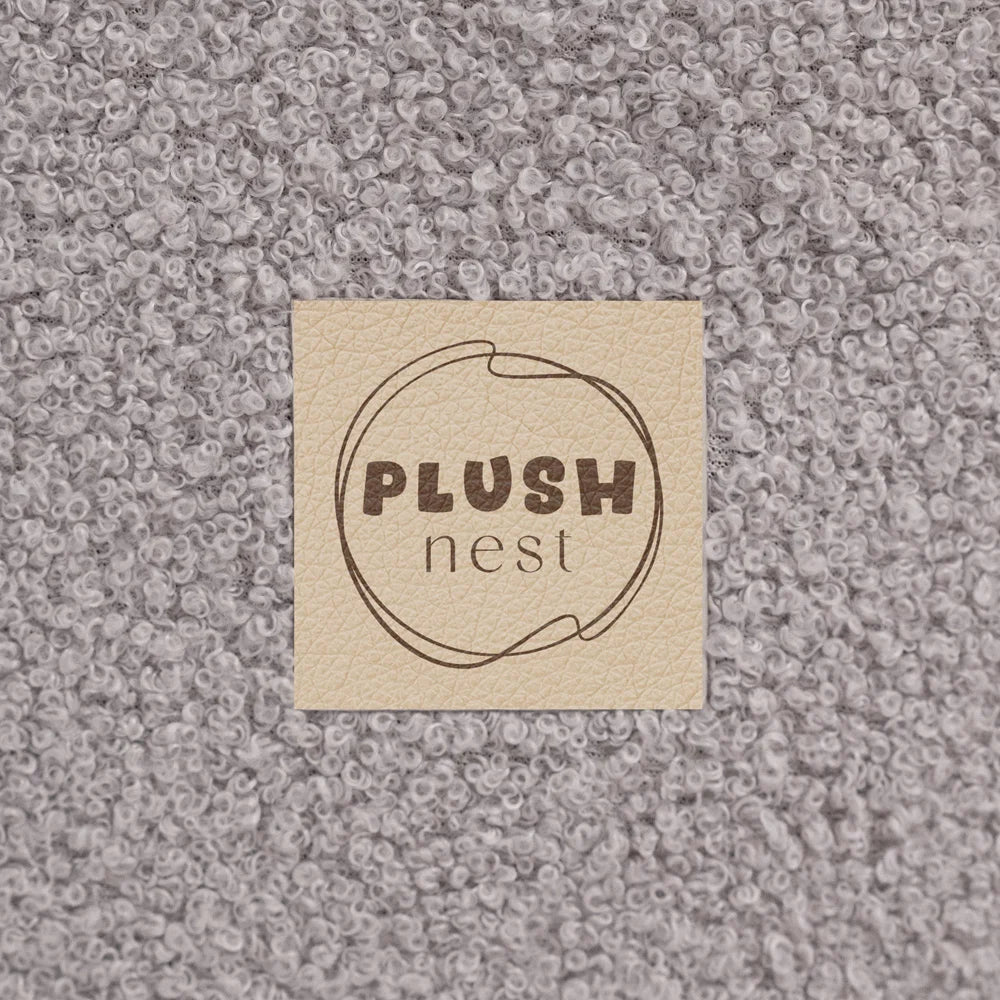 Plush Nest Boldbassin uden bolde, 90x30 cm, Rund, Grå Lammeskindslook
