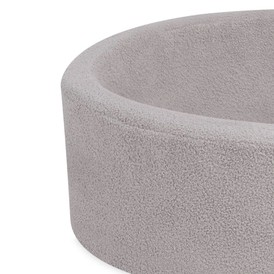 Plush Nest Boldbassin uden bolde, 90x30 cm, Rund, Grå Lammeskindslook