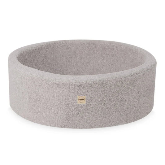 Plush Nest Boldbassin uden bolde, 90x30 cm, Rund, Grå Lammeskindslook