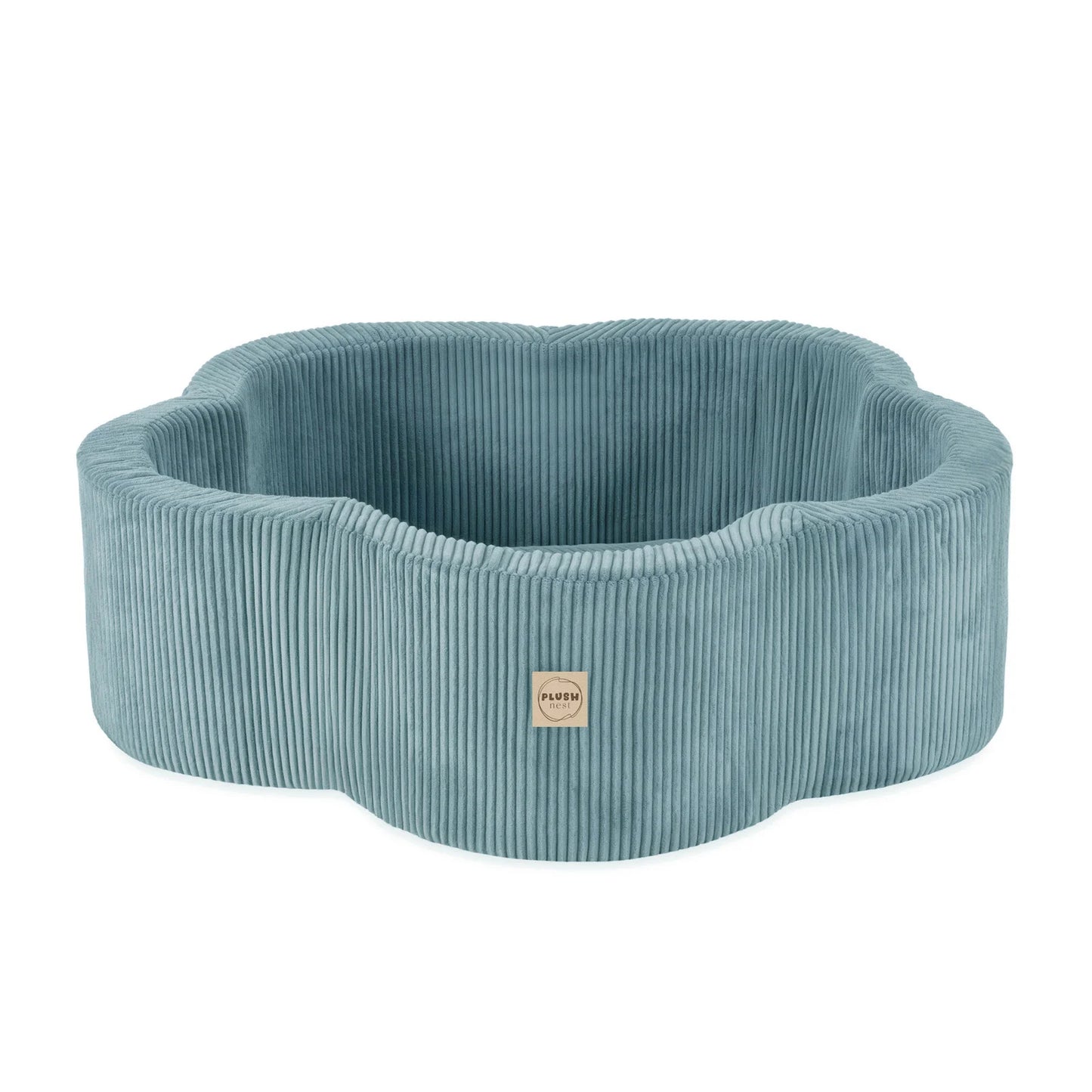 Plush Nest blomsterformet boldbassin uden bolde, 95x30 cm - blå fløjl