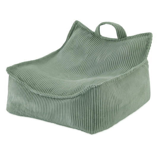 Plush Nest sækkestol Puffy Square – 77x67x50 cm, grøn fløjl