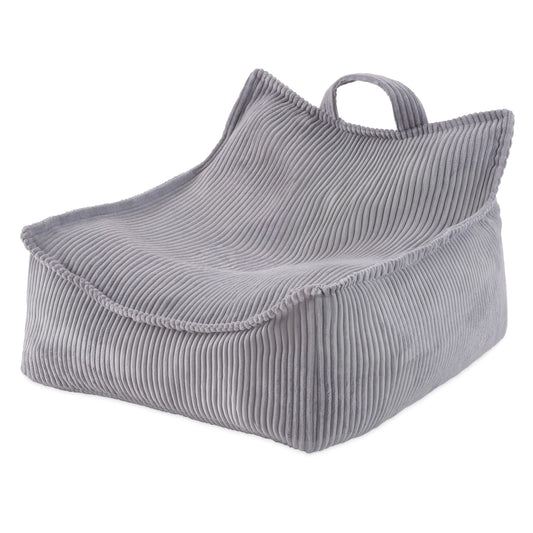 Plush Nest sækkestol Puffy Square – 77x67x50 cm, grå fløjl