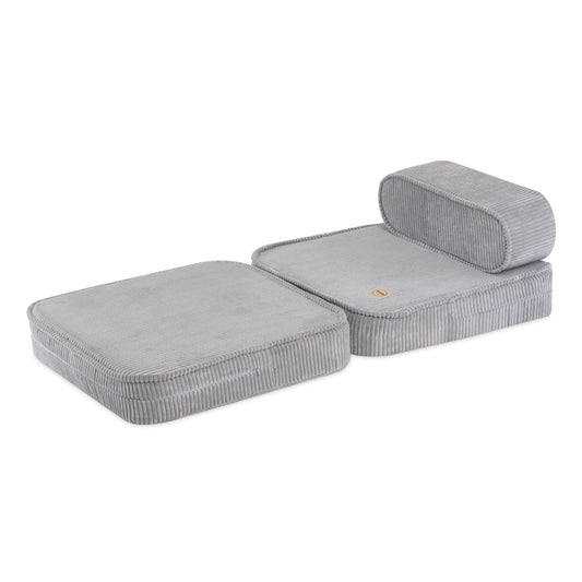 Plush Nest mini-legesofa med liggefunktion, 150x60x25 cm, grå fløjl