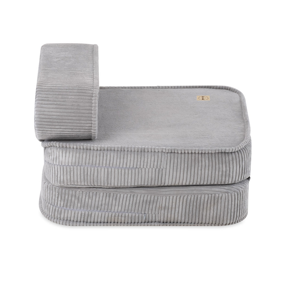 Plush Nest mini-legesofa med liggefunktion, 150x60x25 cm, grå fløjl