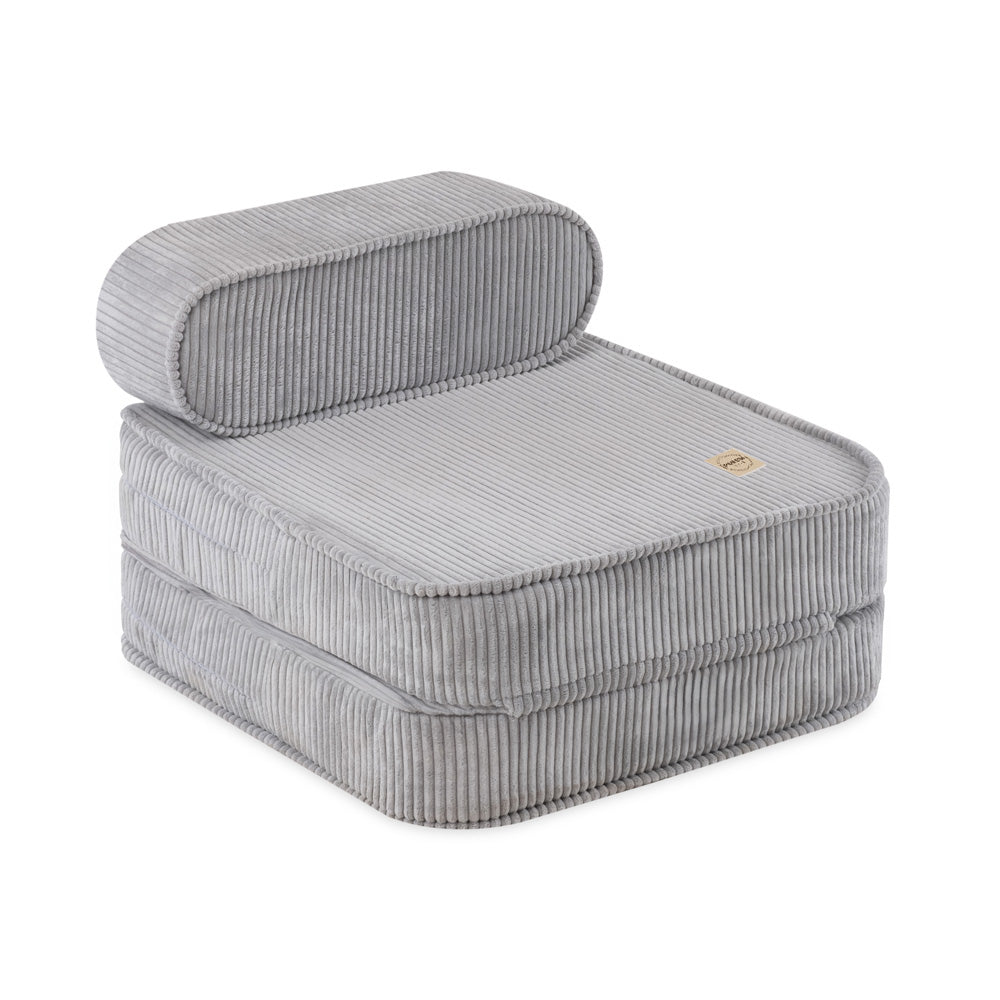 Plush Nest mini-legesofa med liggefunktion, 150x60x25 cm, grå fløjl