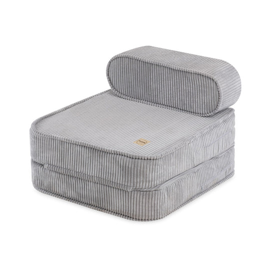 Plush Nest mini-legesofa med liggefunktion, 150x60x25 cm, grå fløjl