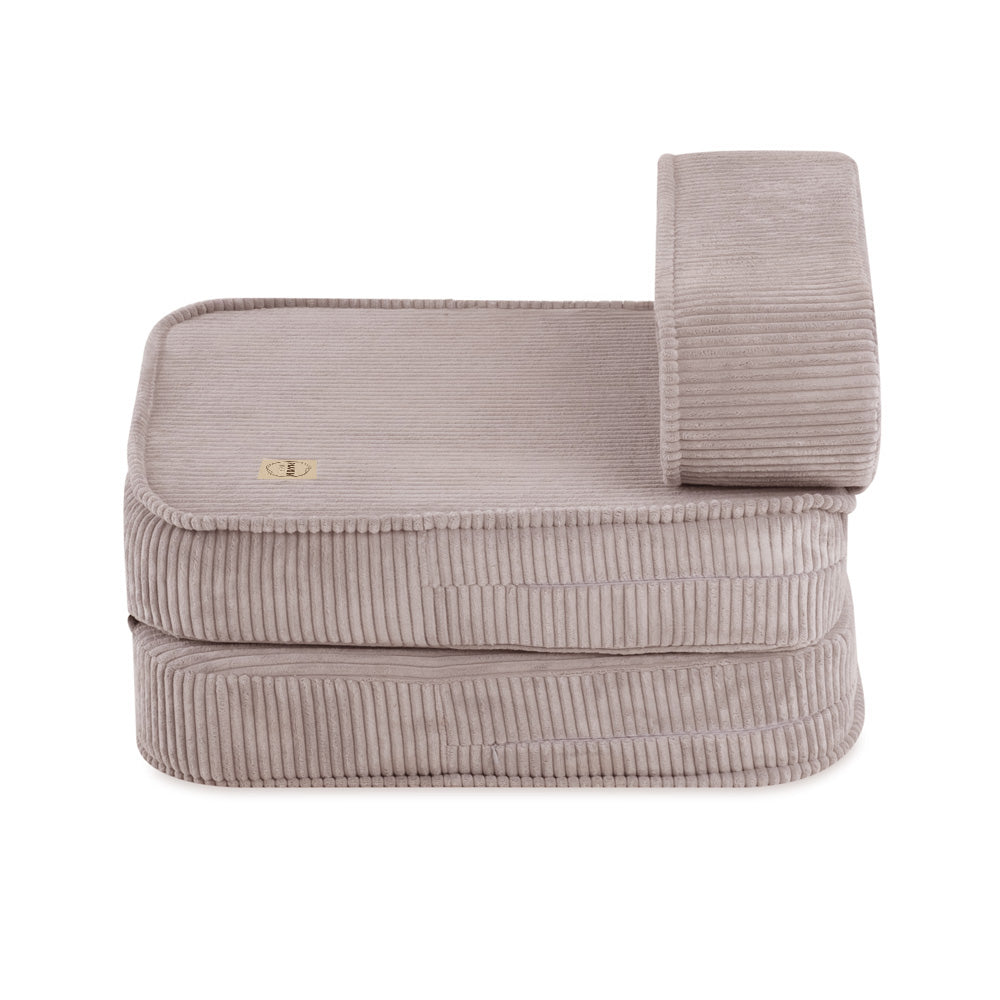 Plush Nest mini-legesofa med liggefunktion, 150x60x25 cm, beige fløjl
