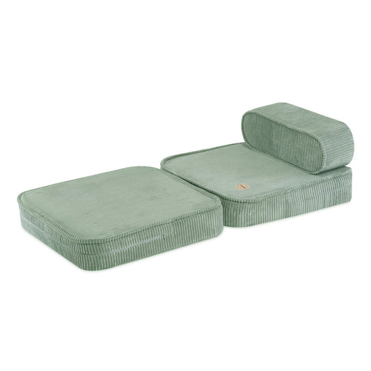 Plush Nest mini-legesofa med liggefunktion – 150x60x25 cm, grøn fløjl