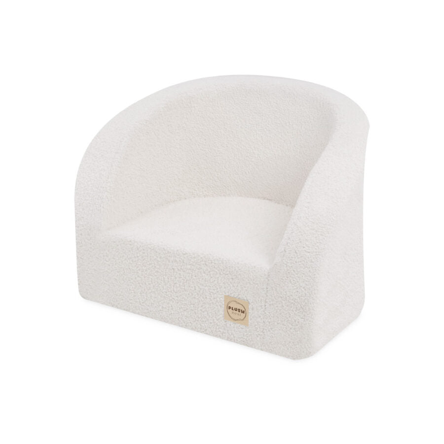 Plush Nest børnestol i cream – blød teddy-finish