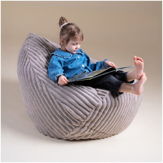 Plush Nest Sako sækkestol til børn – grå, Puffy Lamell