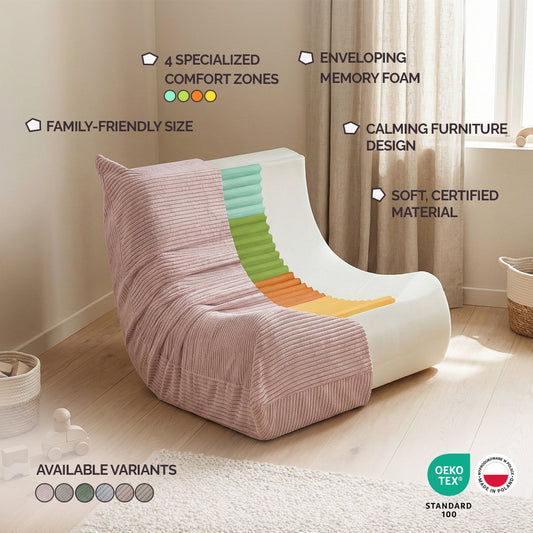 Plush Nest MOONI ergonomisk lænestol til børn – pink, Puffy Lamell