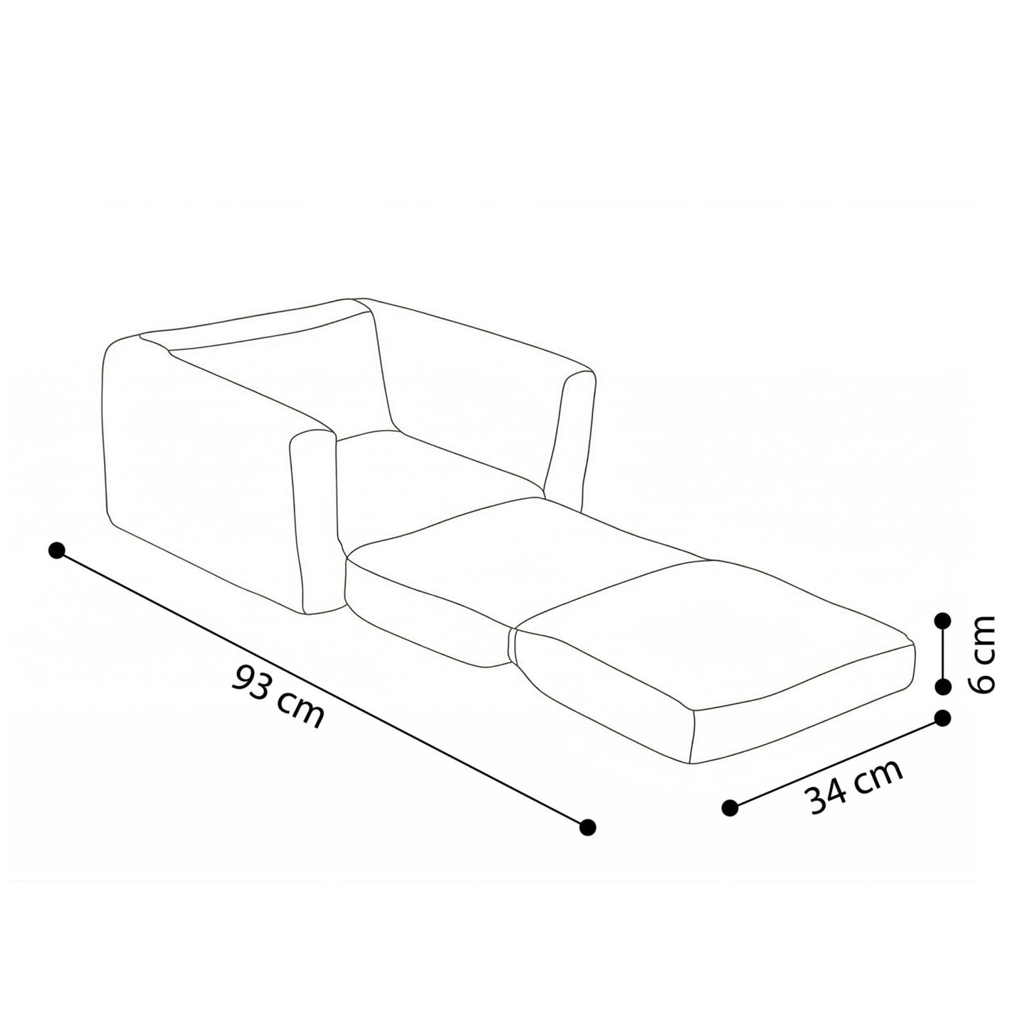 Plush Nest Cubie foldbar lænestol til børn i premium fløjl – lyserød