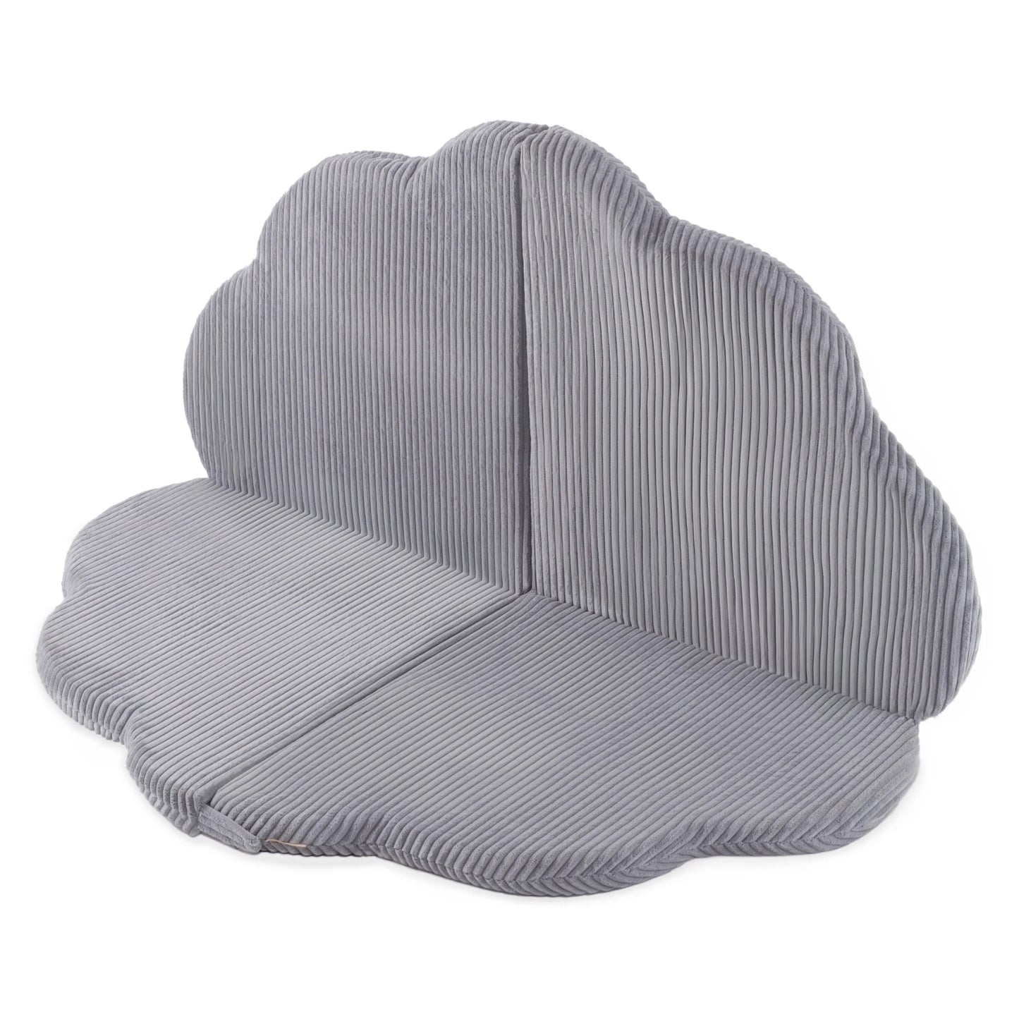 Plush Nest blomsterformet legemåtte “Fluffy Flower” – grå (115x115x5 cm, premium fløjl)