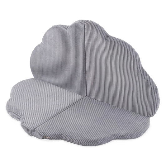 Plush Nest blomsterformet legemåtte “Fluffy Flower” – grå (115x115x5 cm, premium fløjl)