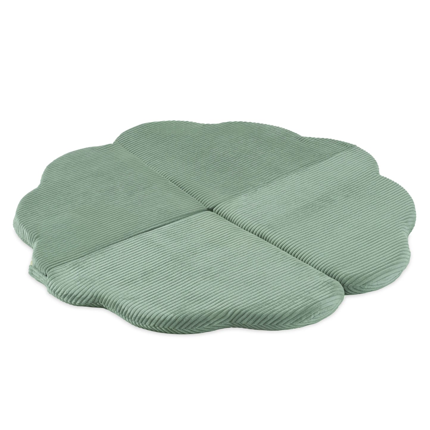 Plush Nest blomsterformet legemåtte “Fluffy Flower” – grøn (115x115x5 cm, premium fløjl)
