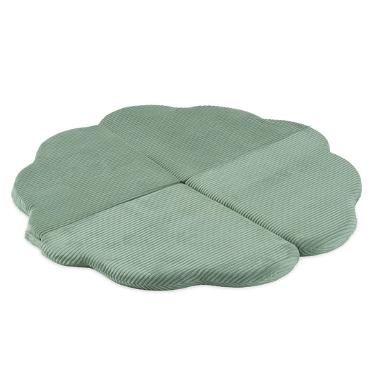 Plush Nest blomsterformet legemåtte “Fluffy Flower” – grøn (115x115x5 cm, premium fløjl)