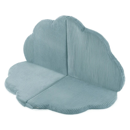 Plush Nest blomsterformet legemåtte “Fluffy Flower” – blå (115x115x5 cm, premium fløjl)