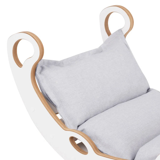 Plush Nest klatrebue XS Mini Rocker 2-i-1 med pude, lys grå/hvid – Wooden Play