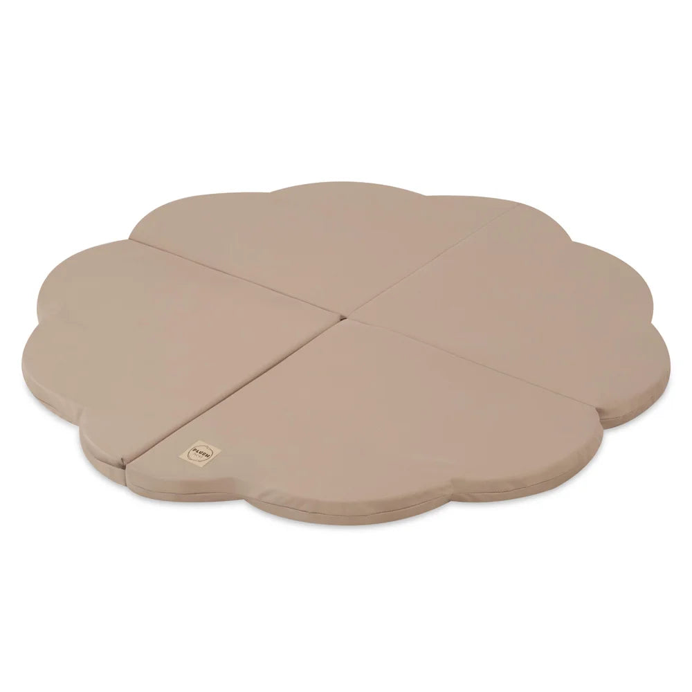 Plush Nest blomsterformet legemåtte til udendørs brug – beige (115x115x5 cm, vandtæt)