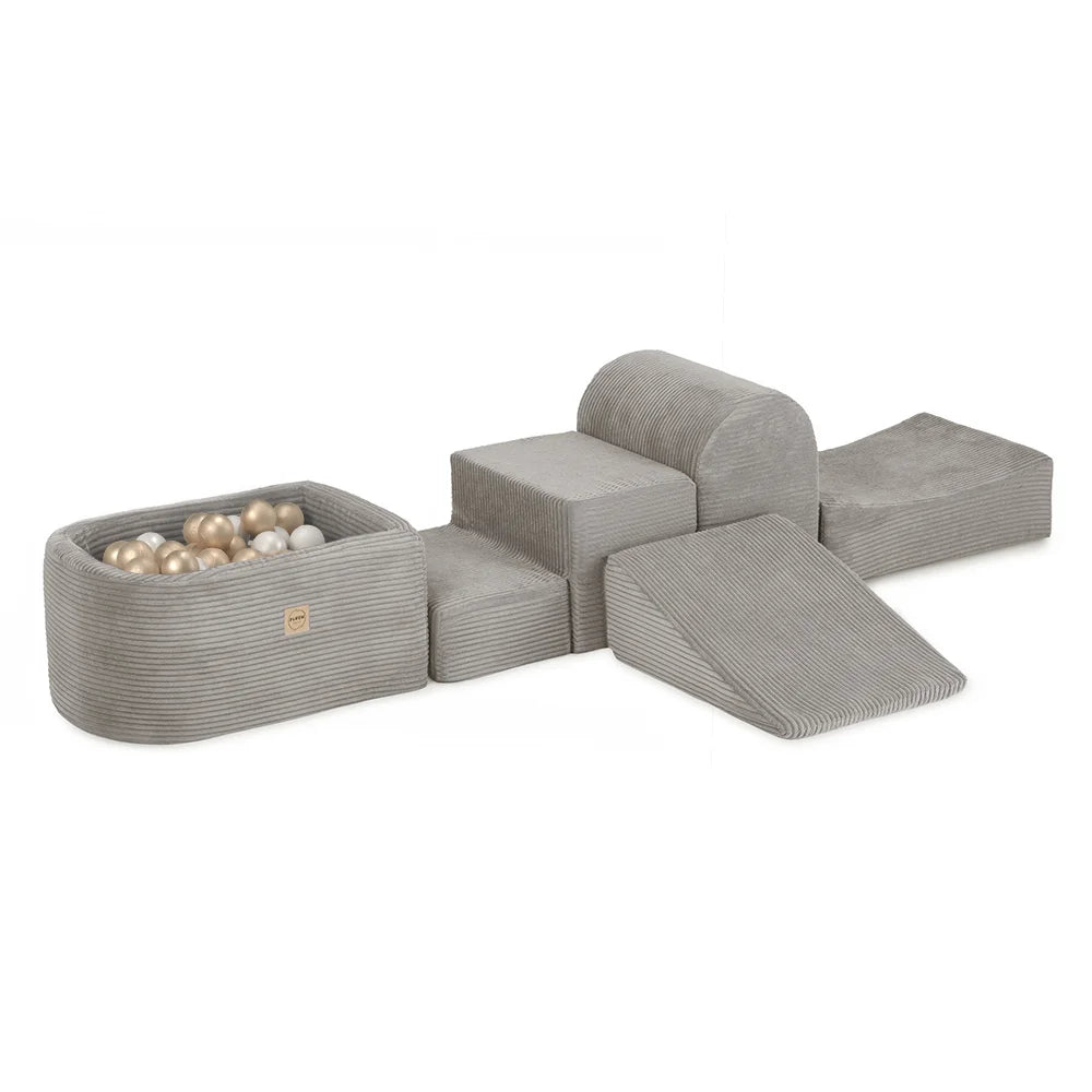 Plush Nest tumlesæt med 4 dele og lille boldbassin – Beige, premium fløjl