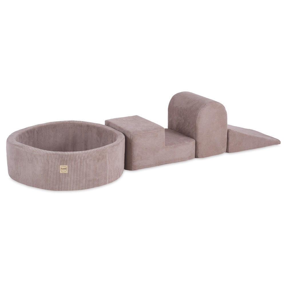 Plush Nest tumlesæt med 3 dele og stort boldbassin – Beige, premium fløjl