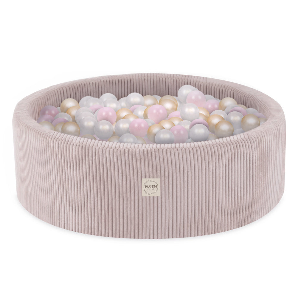 Plush Nest tumlesæt med 3 dele og stort boldbassin – light pink, premium corduroy