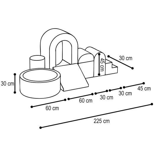 Plush Nest stort tumlesæt i skum med stort boldbassin – lyserød, premium fløjl, inkl. 150 bolde (perlemor, guld)