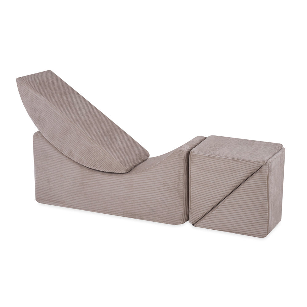Plush Nest tumlesæt med 4 dele – Recliner 145x35x45 cm, beige premium fløjl