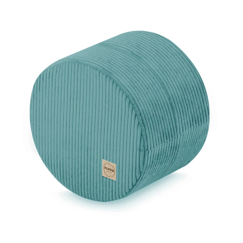 Plush Nest rund puf, 40×30 cm, blå, premium fløjl