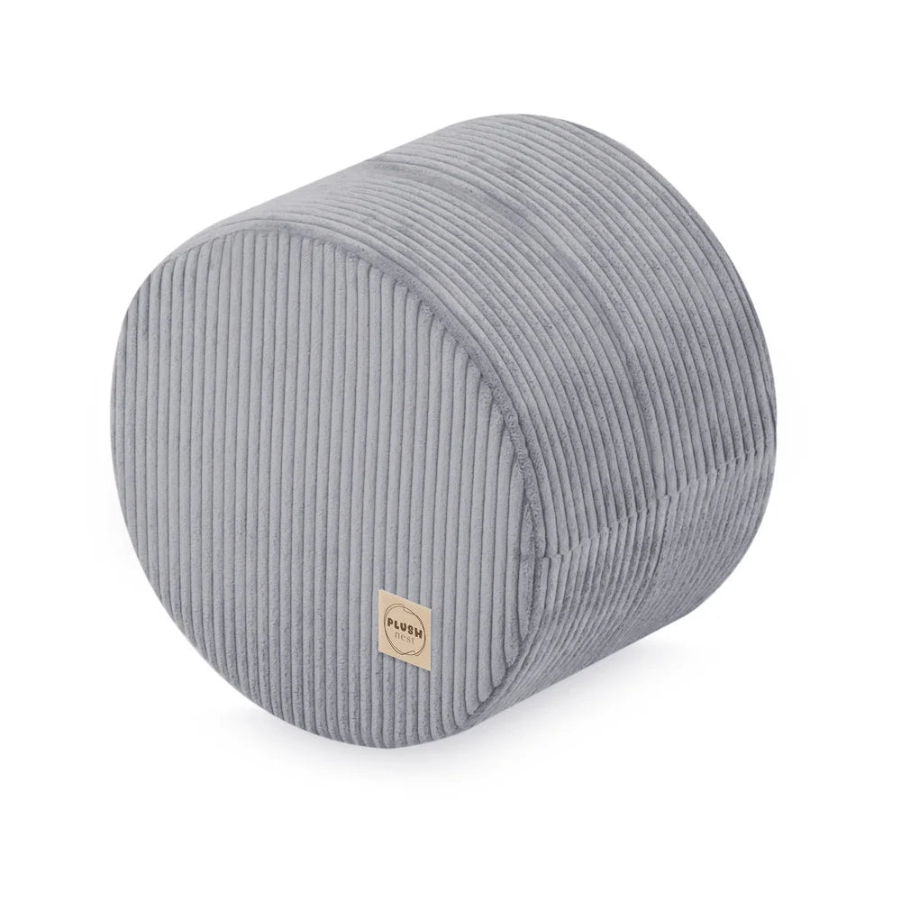 Plush Nest rund puf, 40×30 cm, grå, premium fløjl