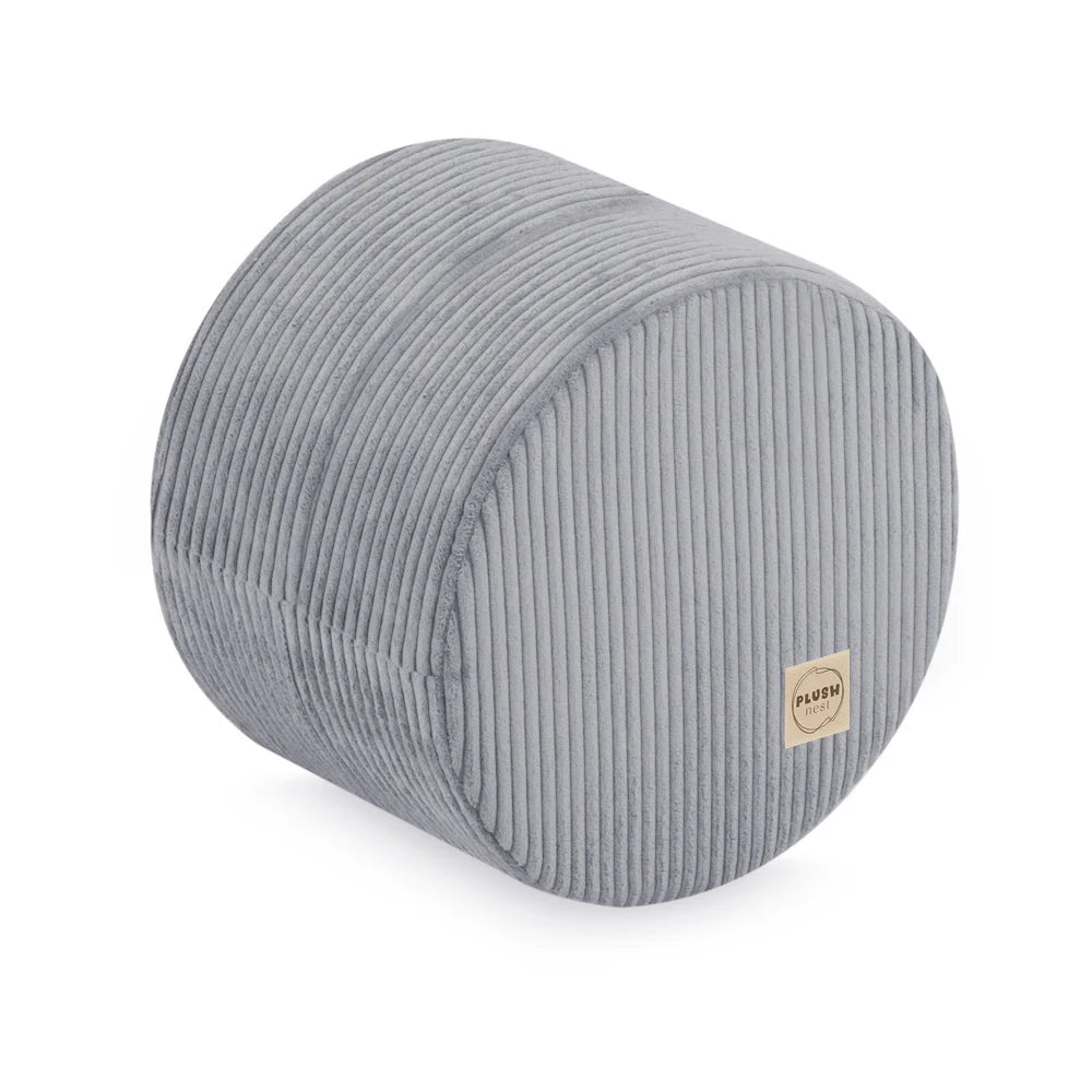 Plush Nest rund puf, 40×30 cm, grå, premium fløjl