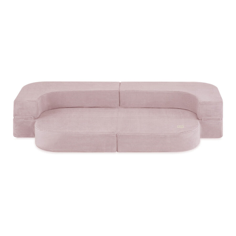 Plush Nest Foldie legesofa i fløjl 170 cm – lyserød