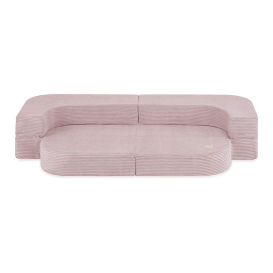 Plush Nest Foldie legesofa i fløjl 170 cm – lyserød