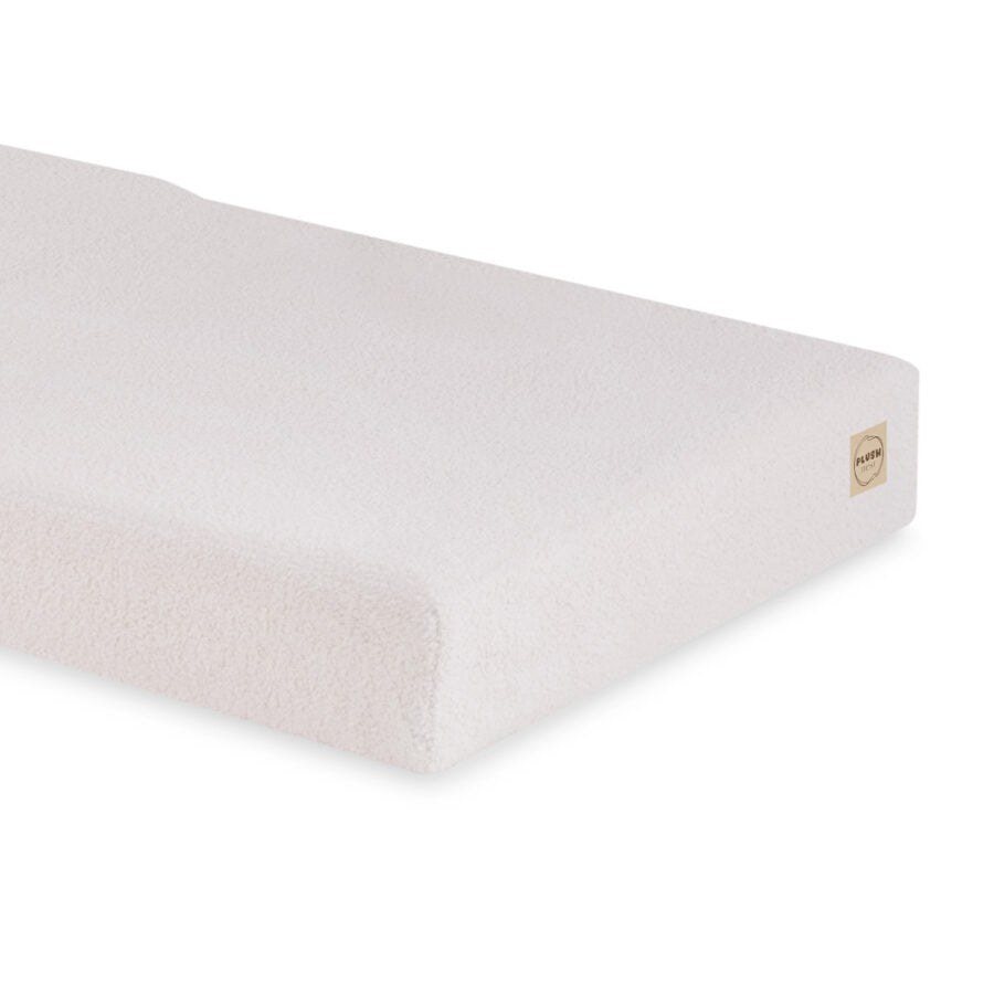 Plush Nest foldemadras med Foldie nakkestøtte – cream teddy (halv-sofa)