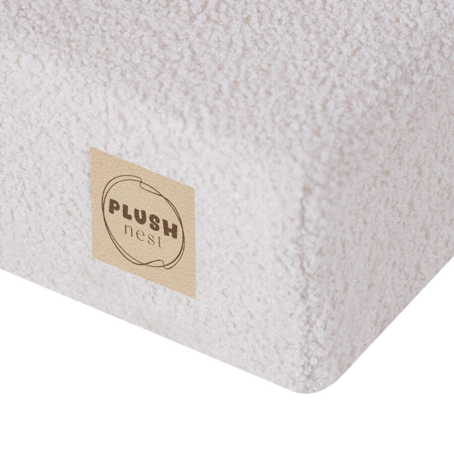 Plush Nest foldemadras med Foldie nakkestøtte – cream teddy (halv-sofa)