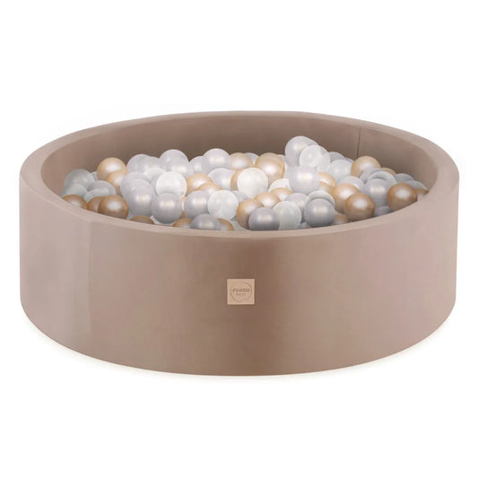 Plush Nest Boldbassin med 200 bolde – Guld Velour, 90x30 cm
