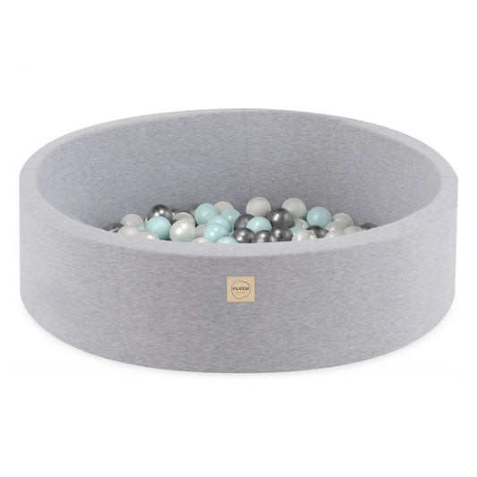 Plush Nest Boldbassin med 200 bolde – Lysegrå, Rund, Bomuld, 90x30 cm