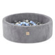Plush Nest Boldbassin med 200 bolde – Lysegrå Bred Fløjl, 90x30 cm