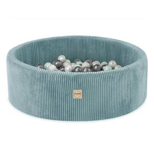 Plush Nest Boldbassin med 200 bolde – Blå Premium Bred Fløjl, 90x30 cm, Rund