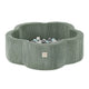 Plush Nest blomsterformet boldbassin – Floral Fun Zone, grøn fløjl, 95×30 cm, inkl. 200 bolde