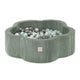 Plush Nest blomsterformet boldbassin – Floral Fun Zone, grøn fløjl, 95×30 cm, inkl. 300 bolde