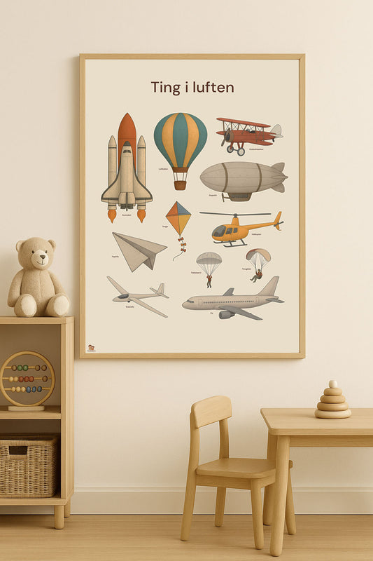 Ting i luften – Plakat i børnehøjde (35x50 / 50x70 cm)
