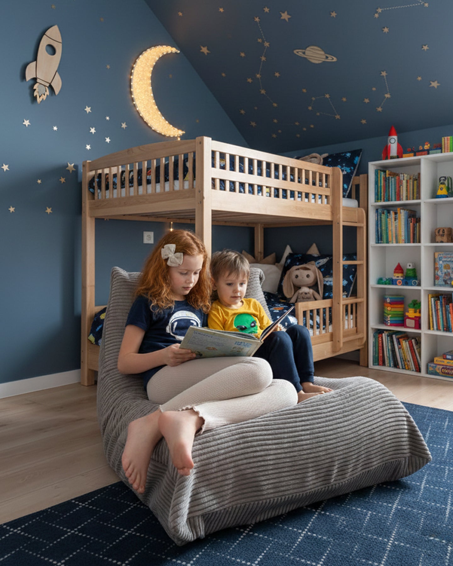 Plush Nest MOONI ergonomisk lænestol til børn – beige, premium corduroy