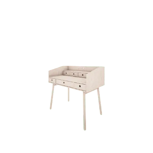 Wood Luck Design - River - skrivebord i birkefinér med 7 skuffer
