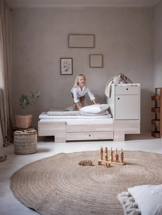 Wood Luck Design - Smart - tremme-/børneseng 80x120 cm til 80x160 cm – sand beige