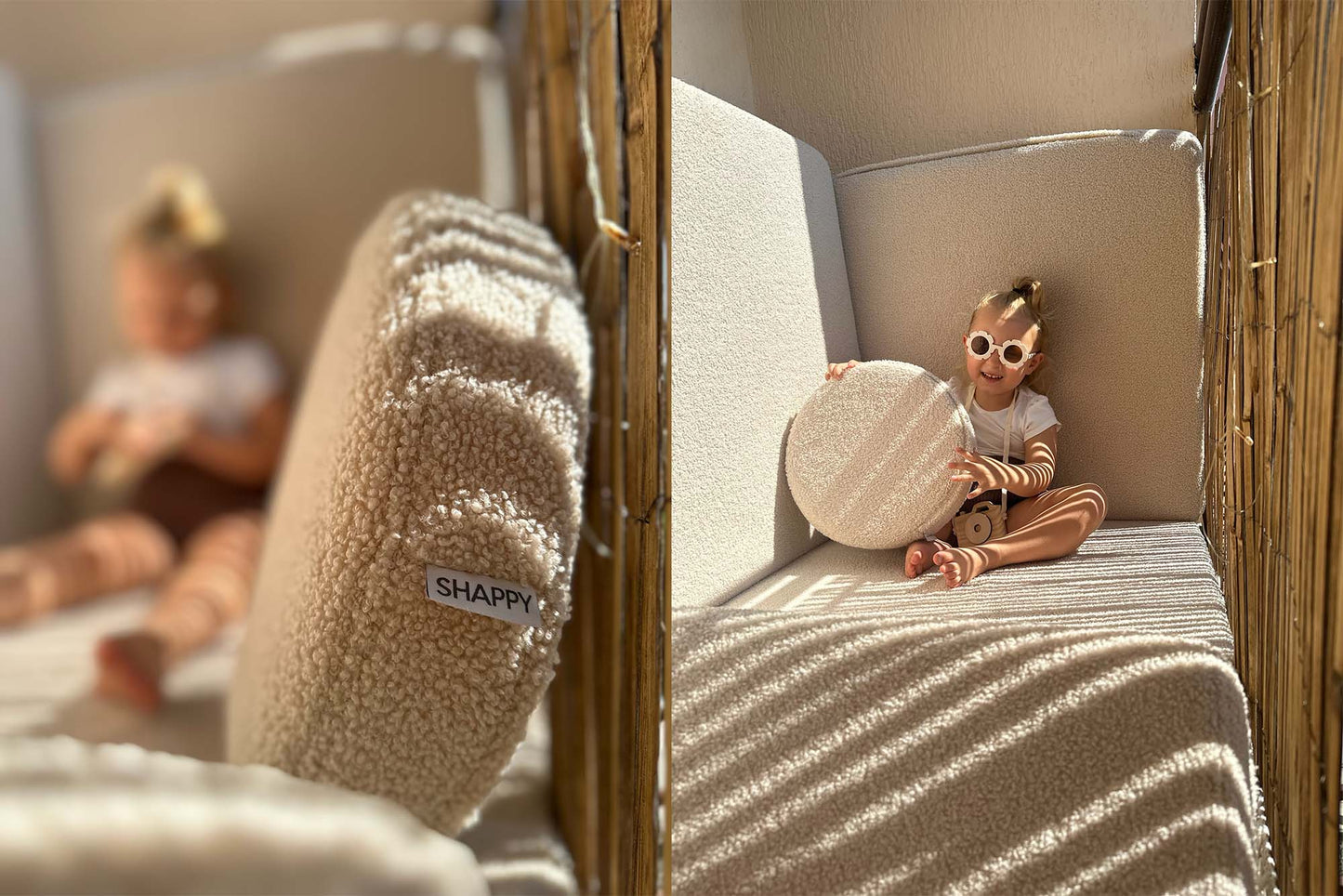 Shappy legesofa i teddy – Original 160 cm - Light Beige