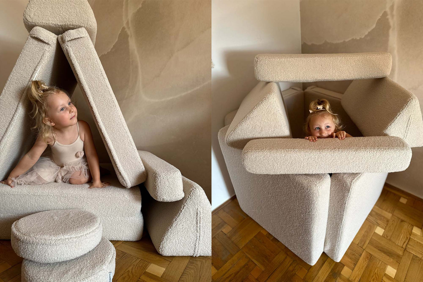 Shappy legesofa i teddy – Original 160 cm - Light Beige