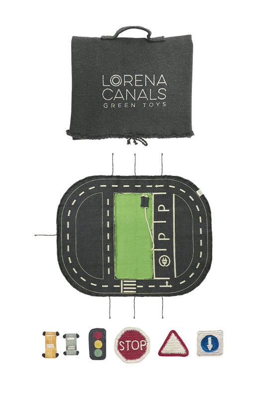 Lorena Canals Small World Green Toy Eco-City – legesæt med elbiler og byliv