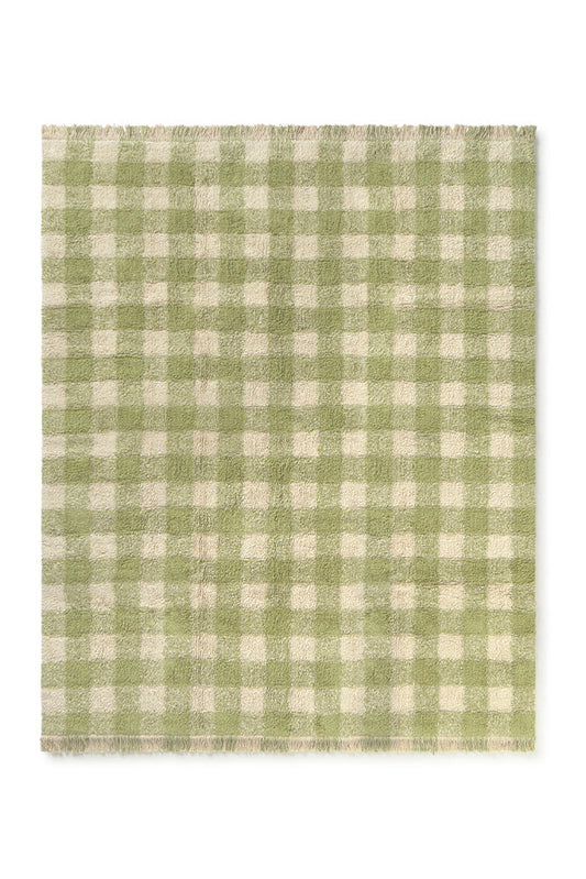 Lorena Canals vaskbart gulvtæppe Vichy Matcha 150 x 180 cm – grøn