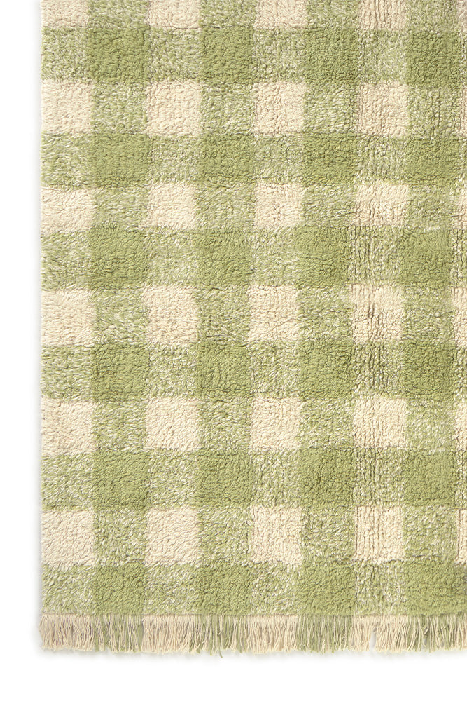 Lorena Canals vaskbart gulvtæppe Vichy Matcha 150 x 180 cm – grøn